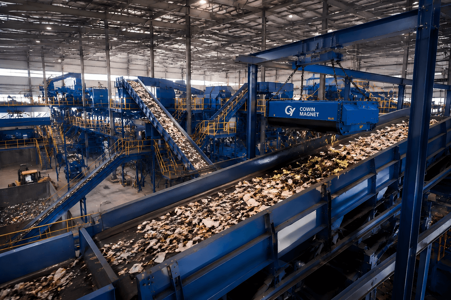 Magnetic separator used in recycling industry application