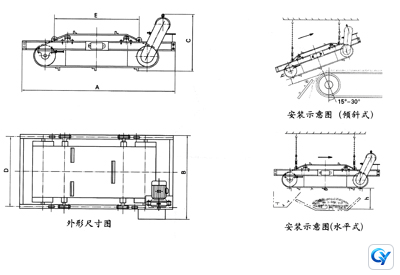 RCDD Self-Cooling Self-Dumping Electromagnetic Iron Remover technical reference drawing 1