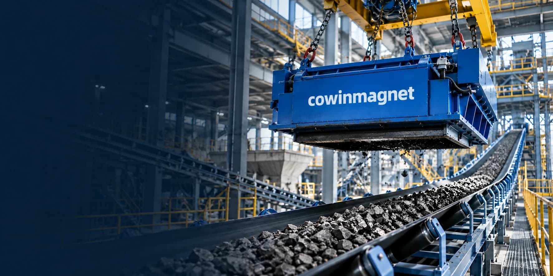 فاصل مغناطيسي من COWIN MAGNET يعمل فوق سير ناقل